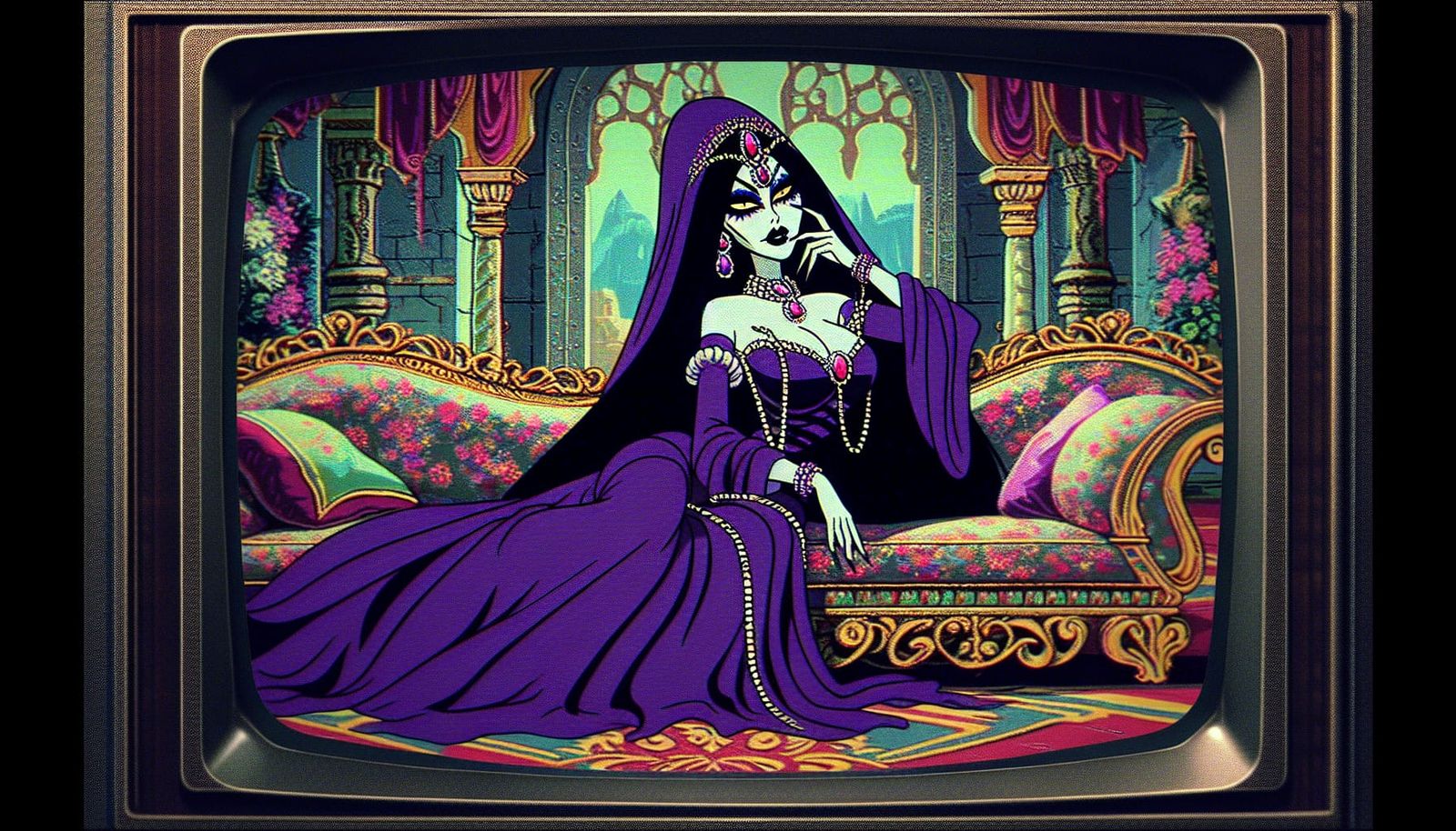 Ethereal Sorceress in Ancient Palace