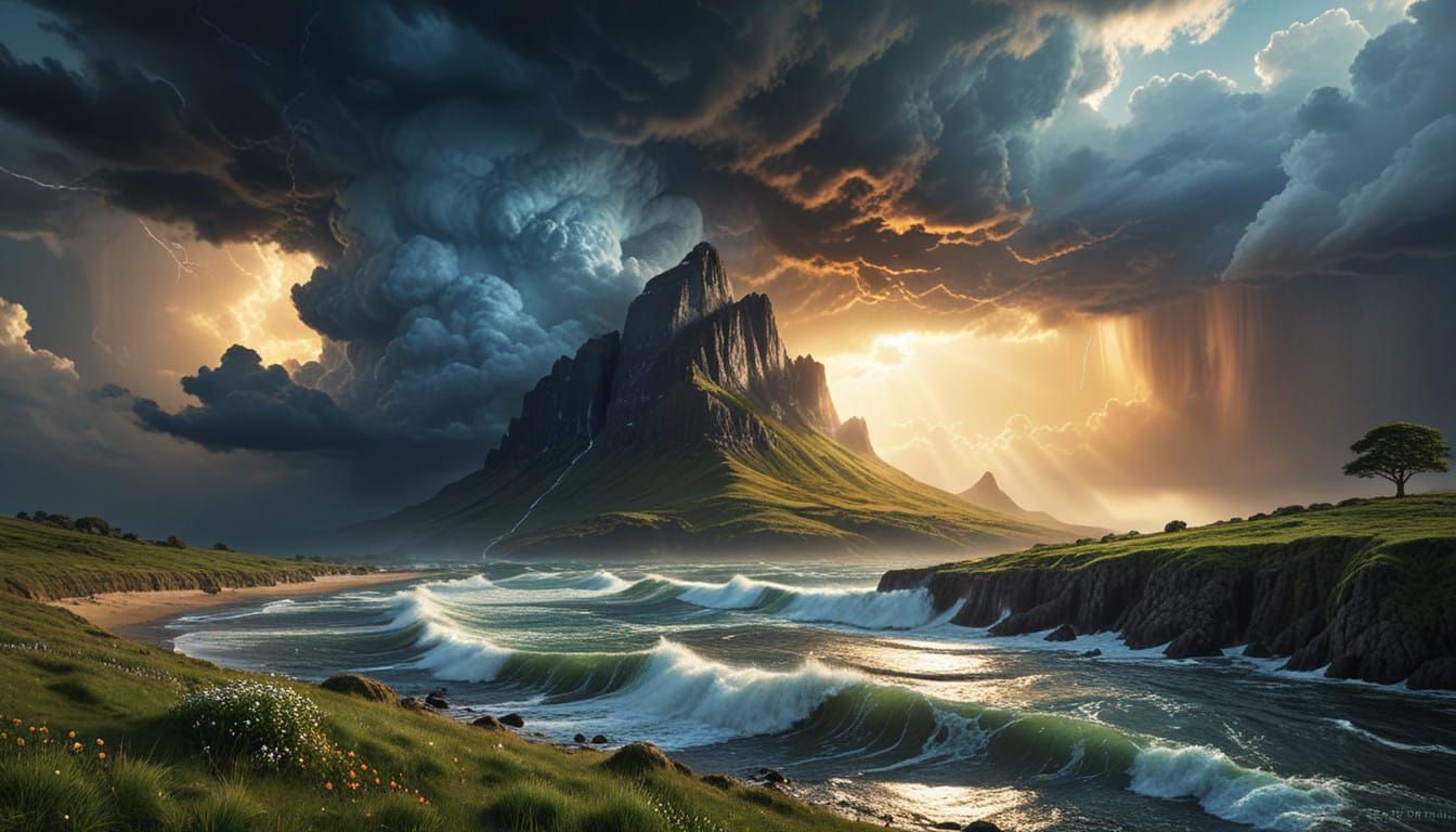 Majestic Stormy Landscape in Vibrant Colors