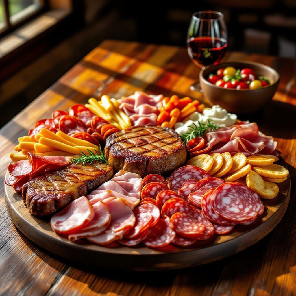 Vibrant Meat Platter Still Life