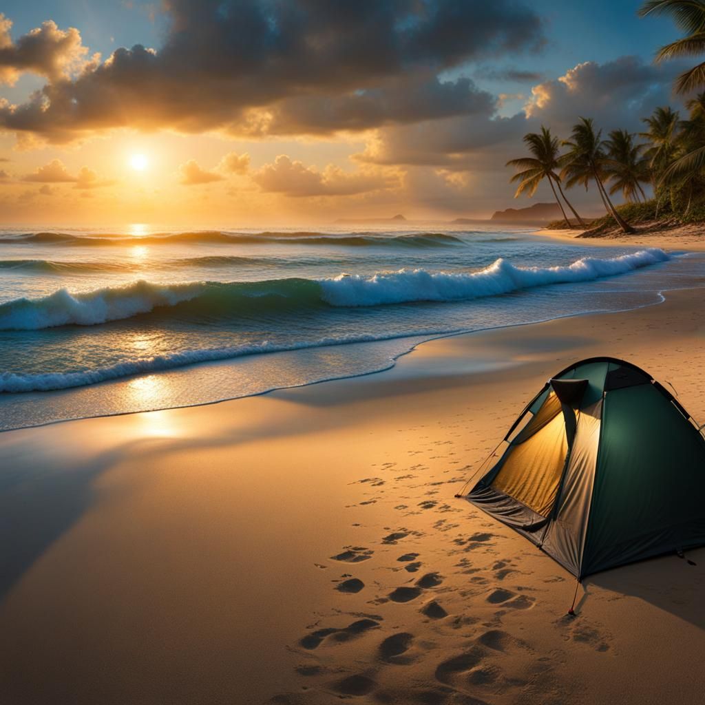 Camping on the beach!