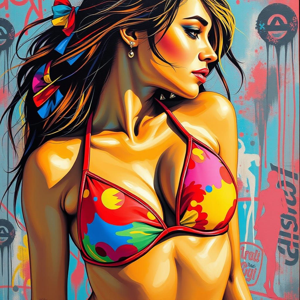 Romantic Bikini Woman in Milo Manara Style