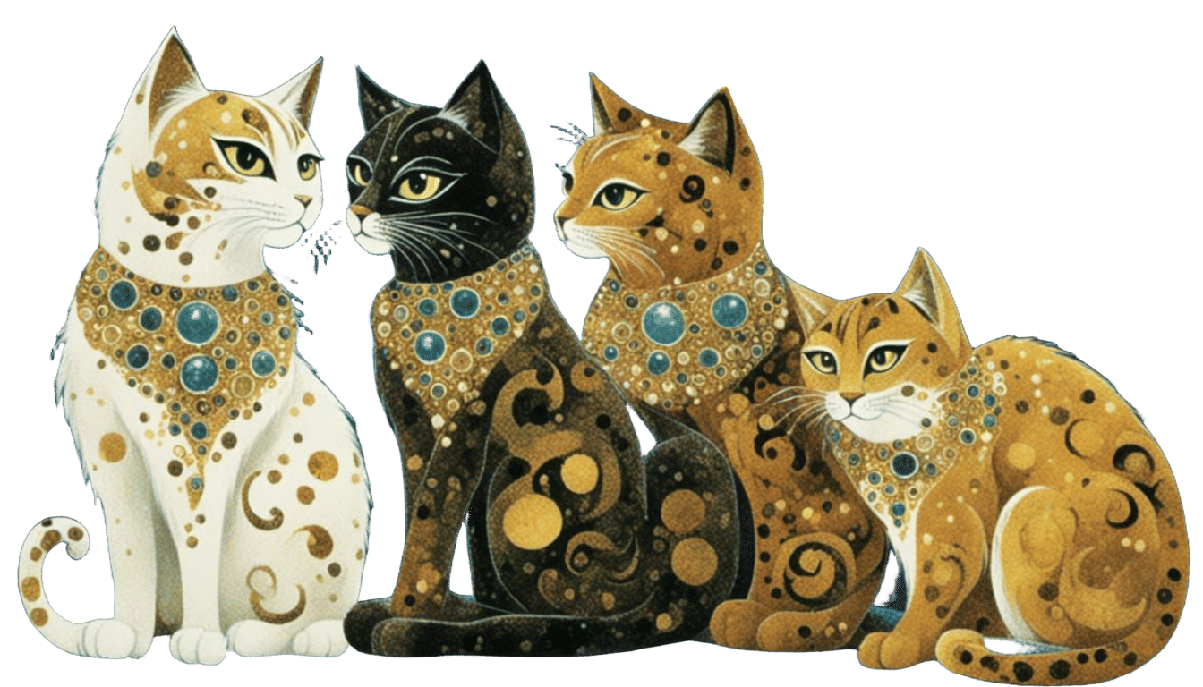 <lora:Feline Folk:1.0> he kiss with male cats,in the style o...