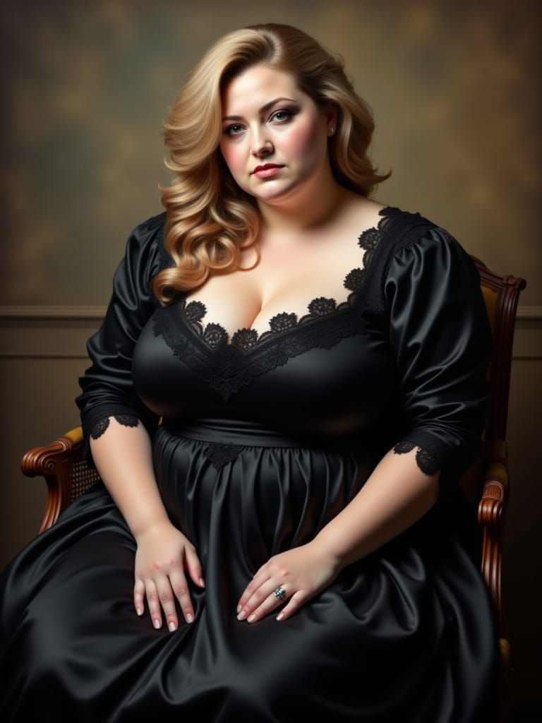 A Plump Blonde Woman in Victorian Gothic Style
