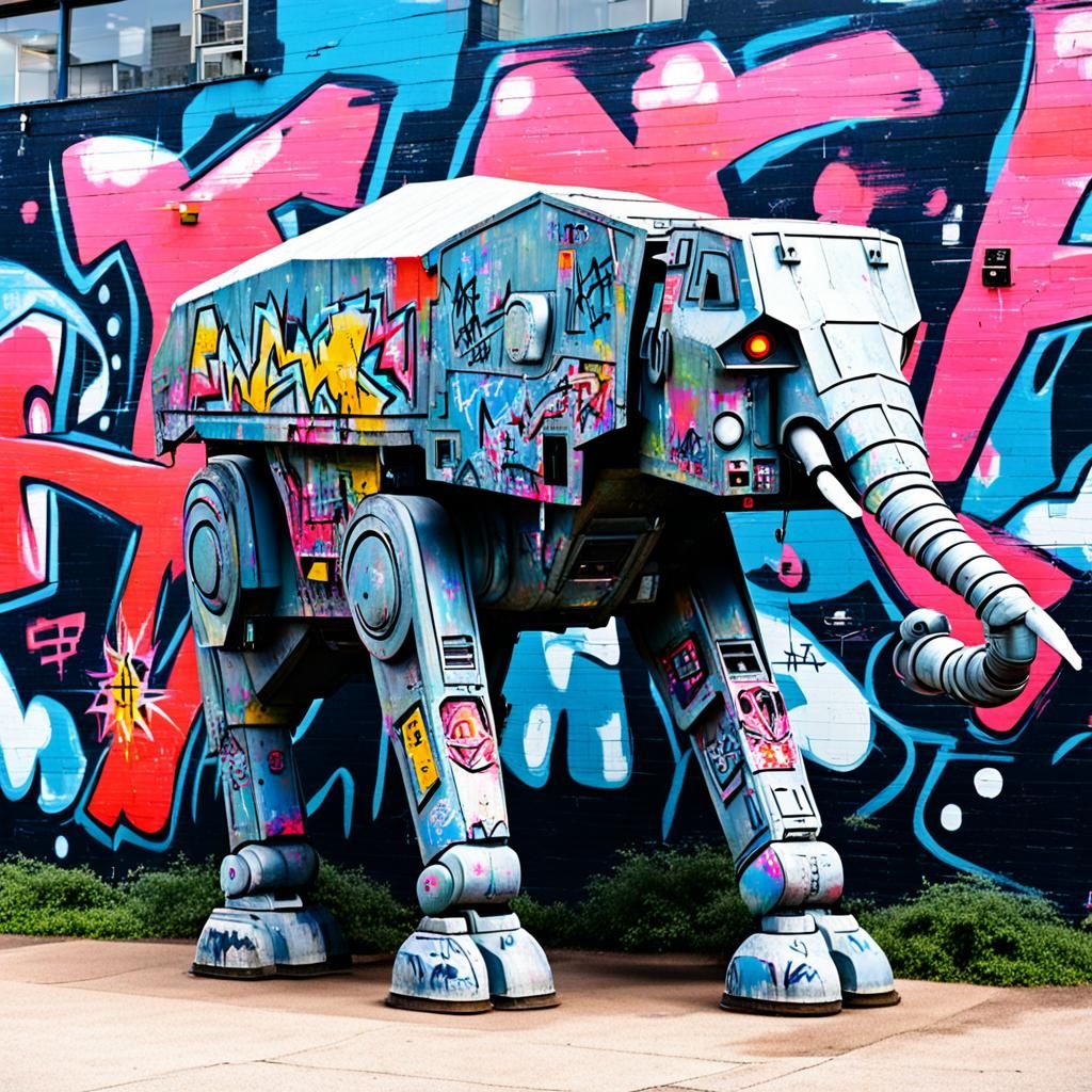 AT-AT Walker Transformed with Graffiti Art