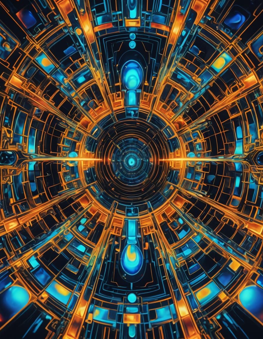 Surreal Holographic Vortex in Glowing Neon