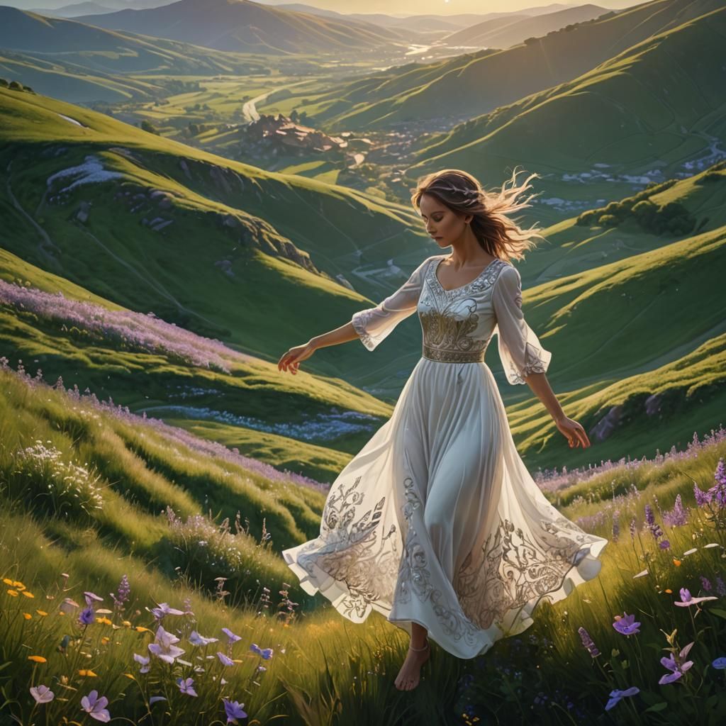 Fantasy Girl Handstand on Wildflower Hill