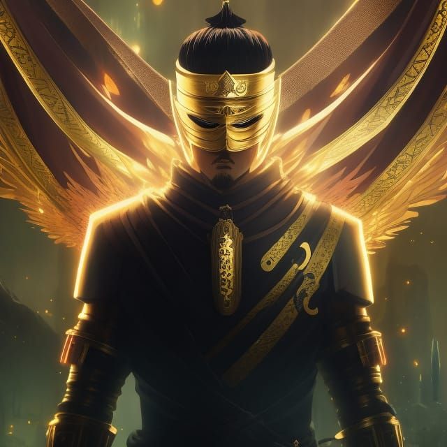 Stoic Samurai in Feudal Japan Anime Illustration