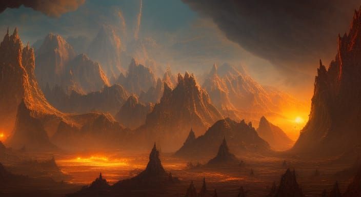 Detailed Hell Landscape in Deep Color