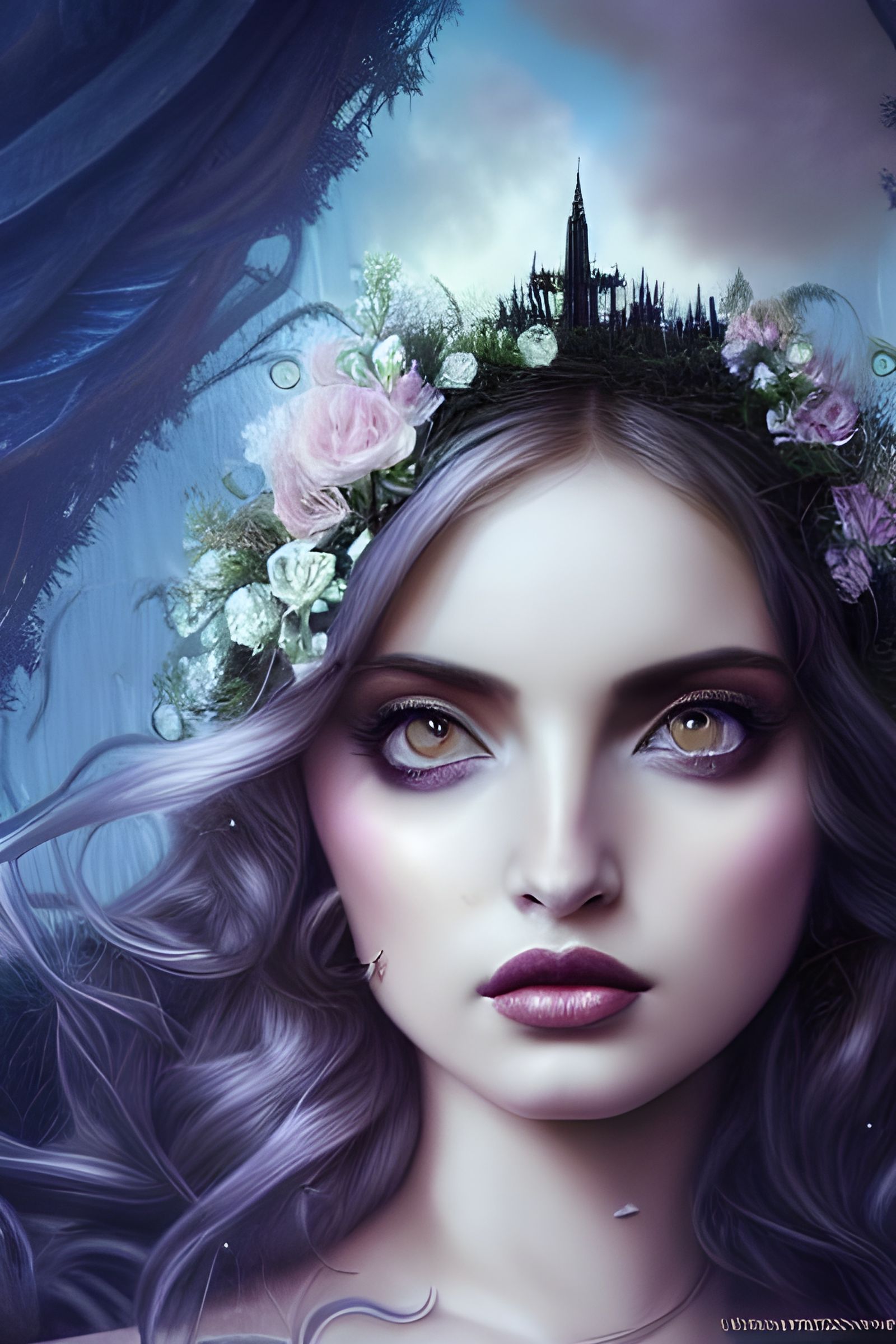 Ana de Armas as Gothic Flowered Beauty