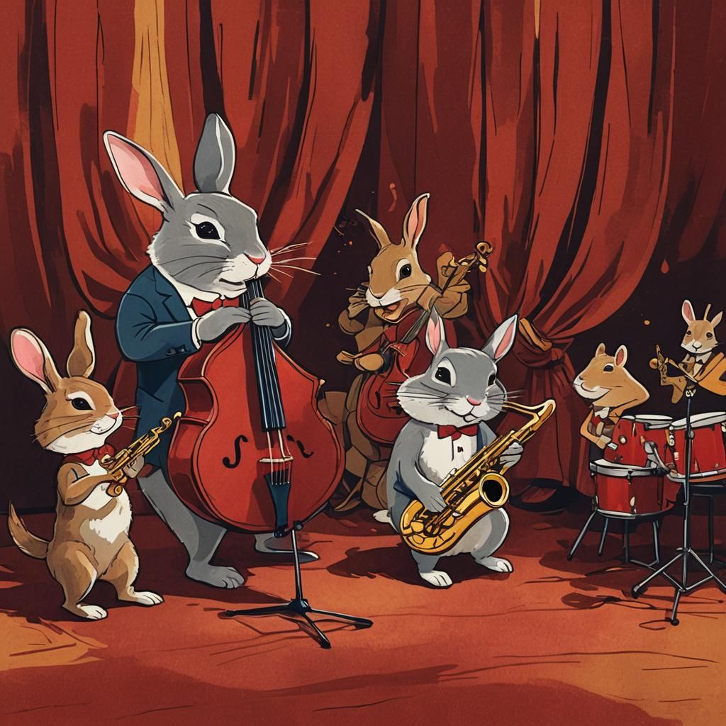 Swing-Era Jazz Band with Rabbit, Foz, and Squirrel