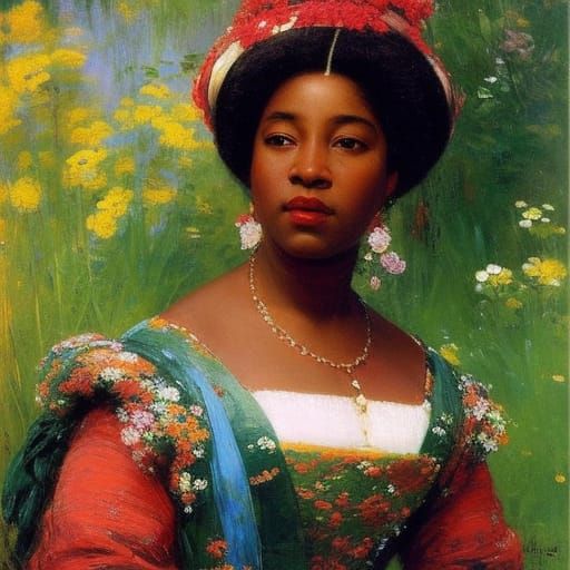 Tudor Black Woman Portrait Inspired by Art Masters