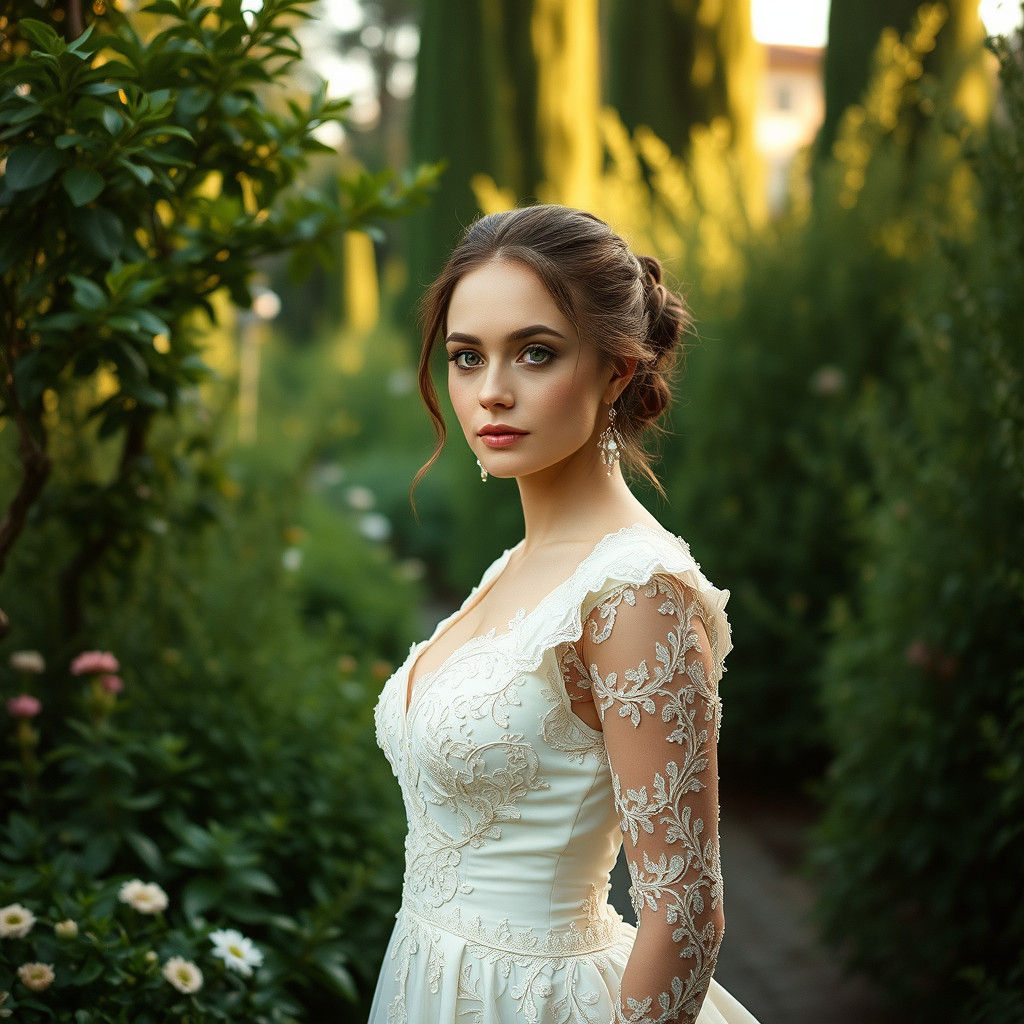 French Princess in Provence Gardens: Renaissance Portrait