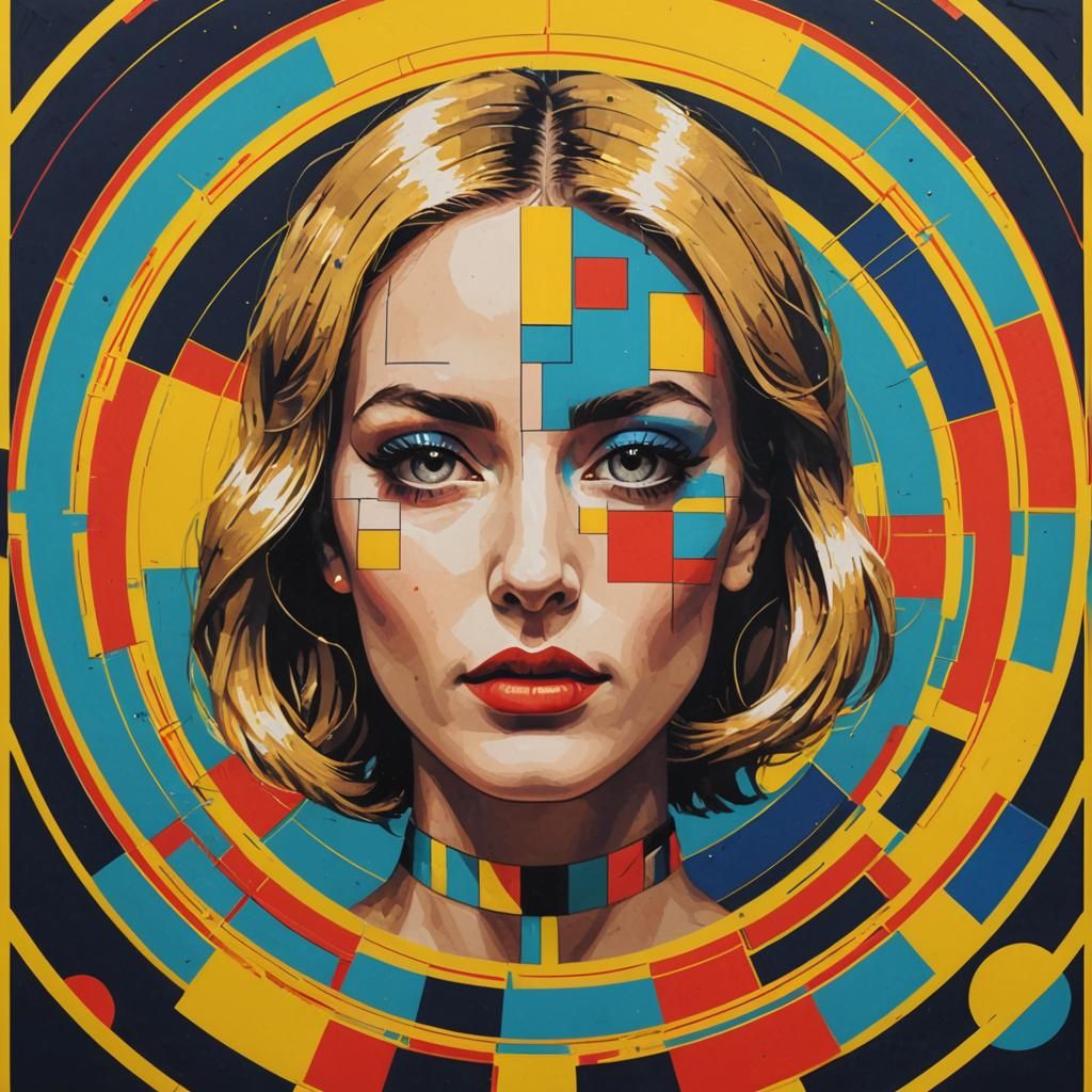Pop Art Blonde in Geometric Bauhaus Style