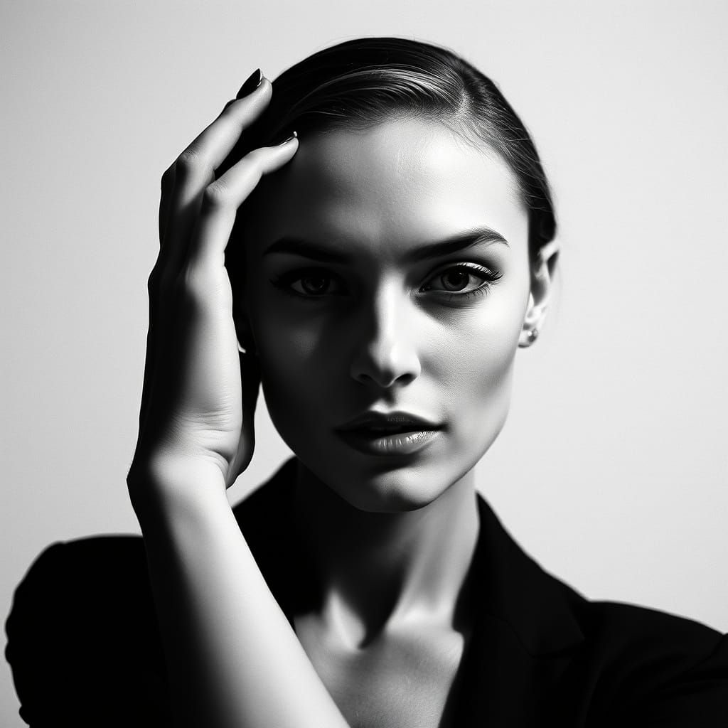 Dramatic Portrait of Confident Woman on Analog Film