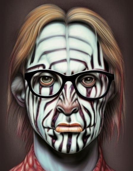 Horrific Zebra Portrait in Hyperrealistic Style
