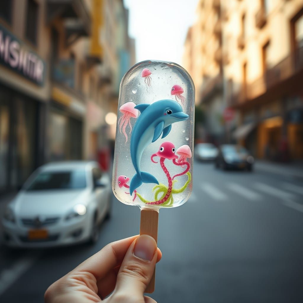 Popsicle Dolphin Surrounded by Sea Life