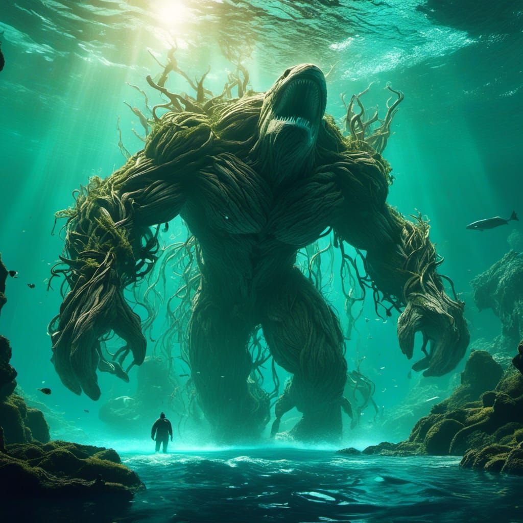 Whale in Bioluminescent Ocean: Miyazaki-Inspired Concept Art