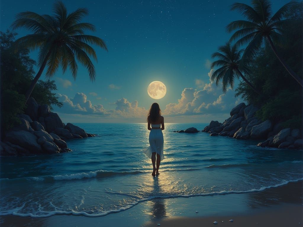 Serene Midnight Cove Reflecting Starry Skies