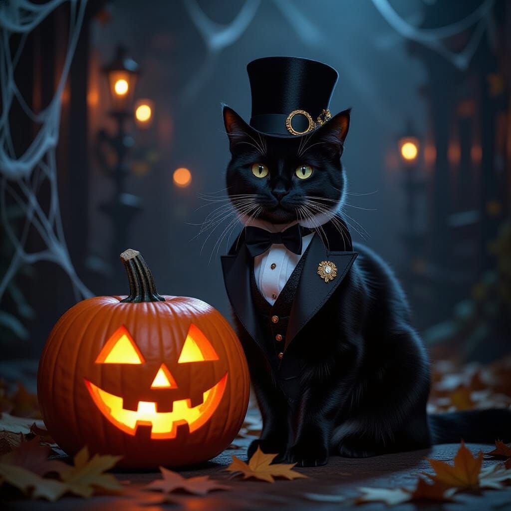 Tuxedo Cat Victorian Gentleman at Gothic Masquerade