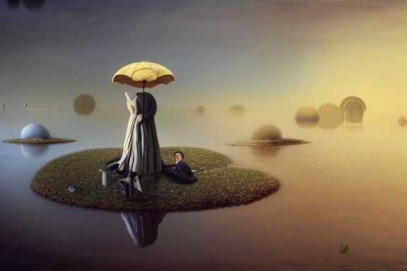 Surreal River of Music: A Symbolic Oil Painting