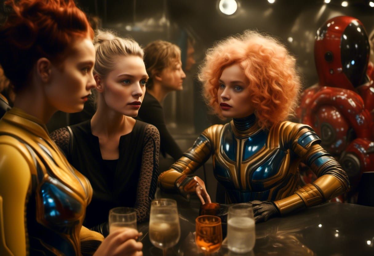 Smiling Aliens Party: Hyperrealistic Portraits