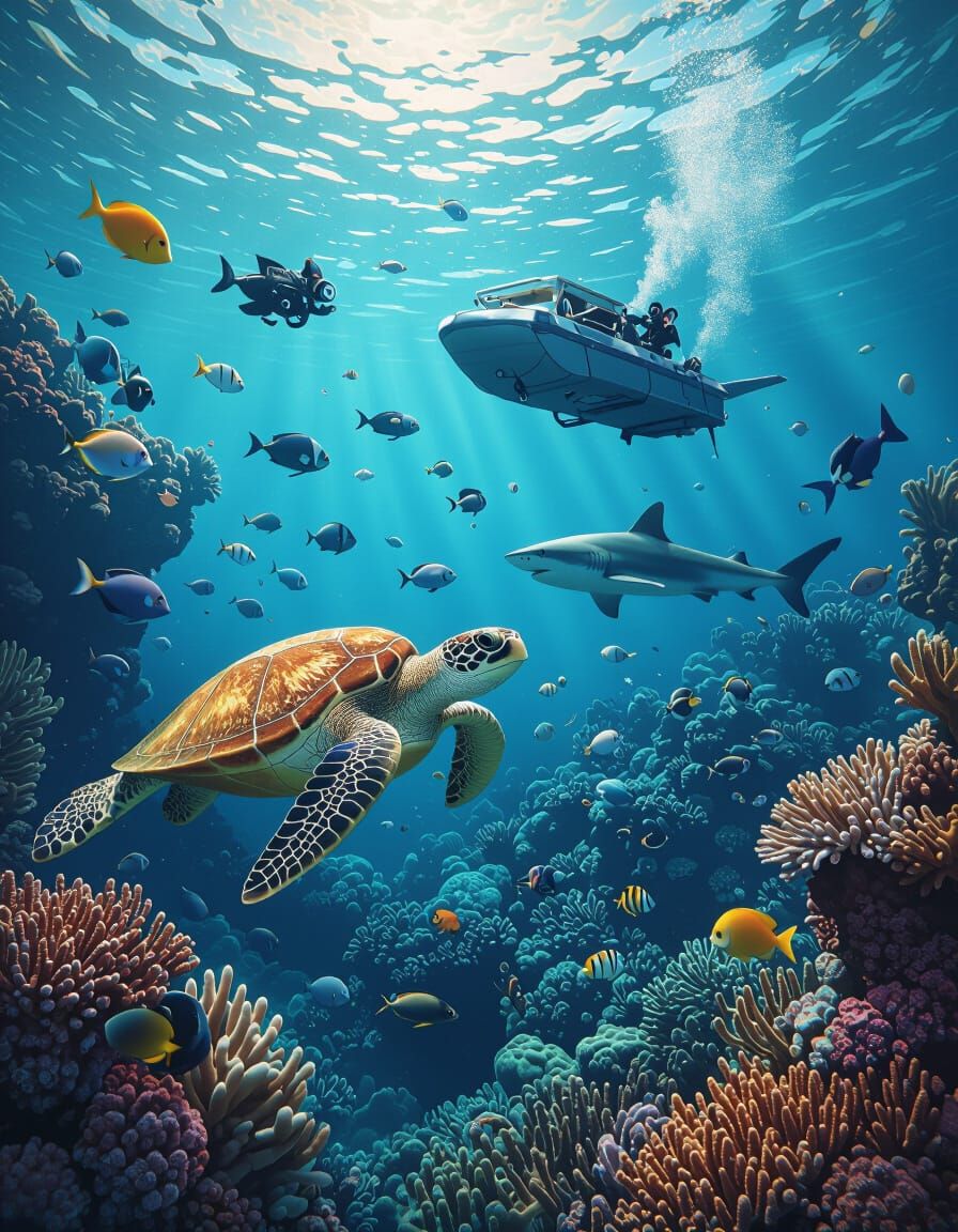 Lively Coral Reef Scene in 3D Unreal Engine Style
