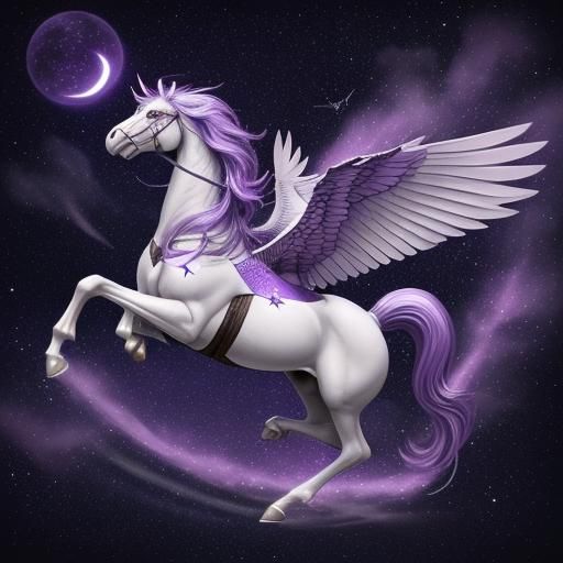 Purple Star Pegasus Soaring Night Sky