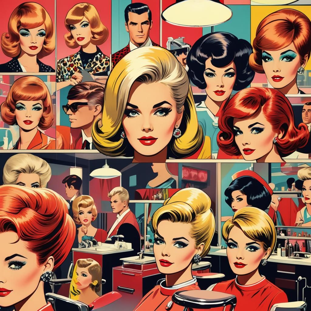 Retro Pop Art Beauty Salon in 1960s Style