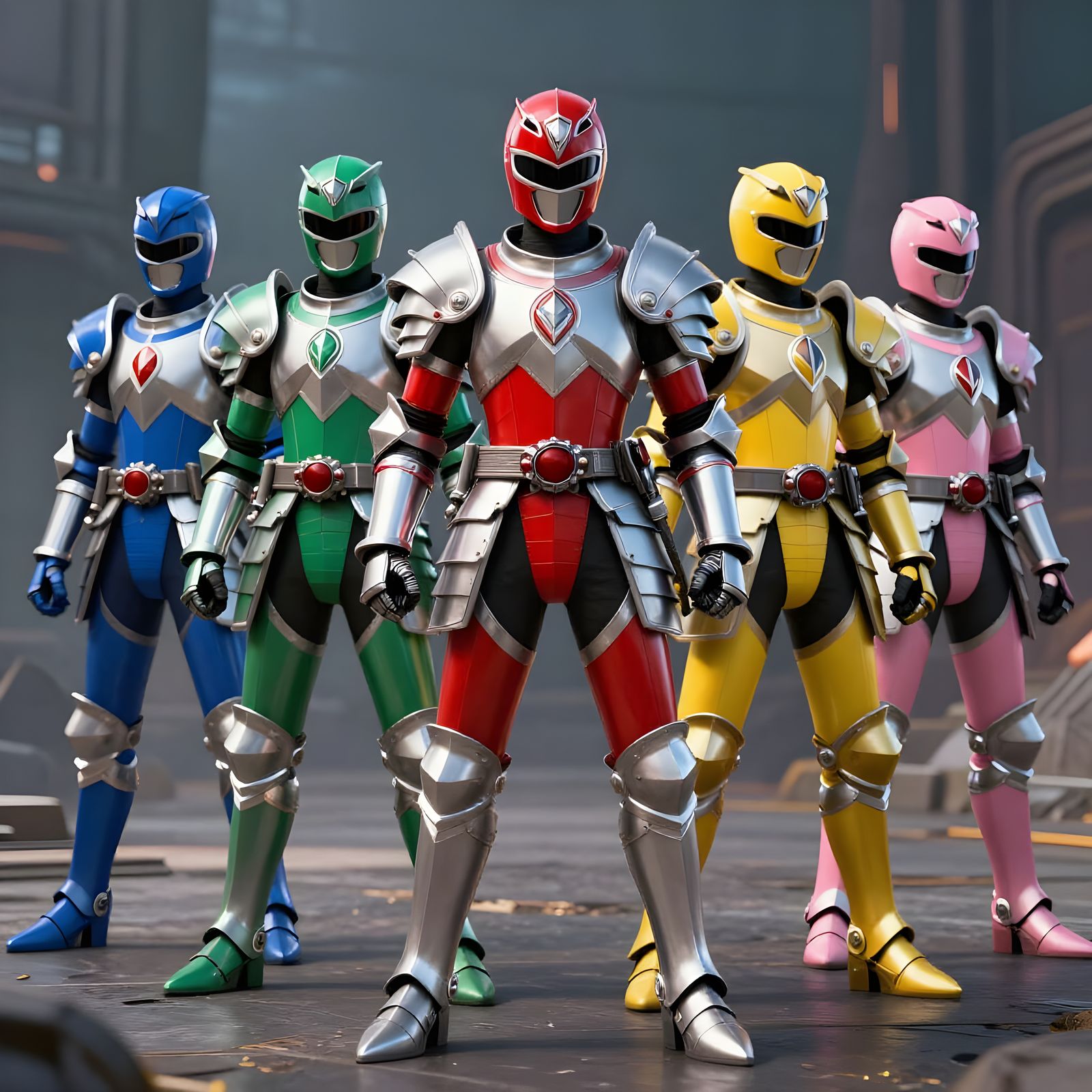 Medieval Knight Power Rangers Team Portrait