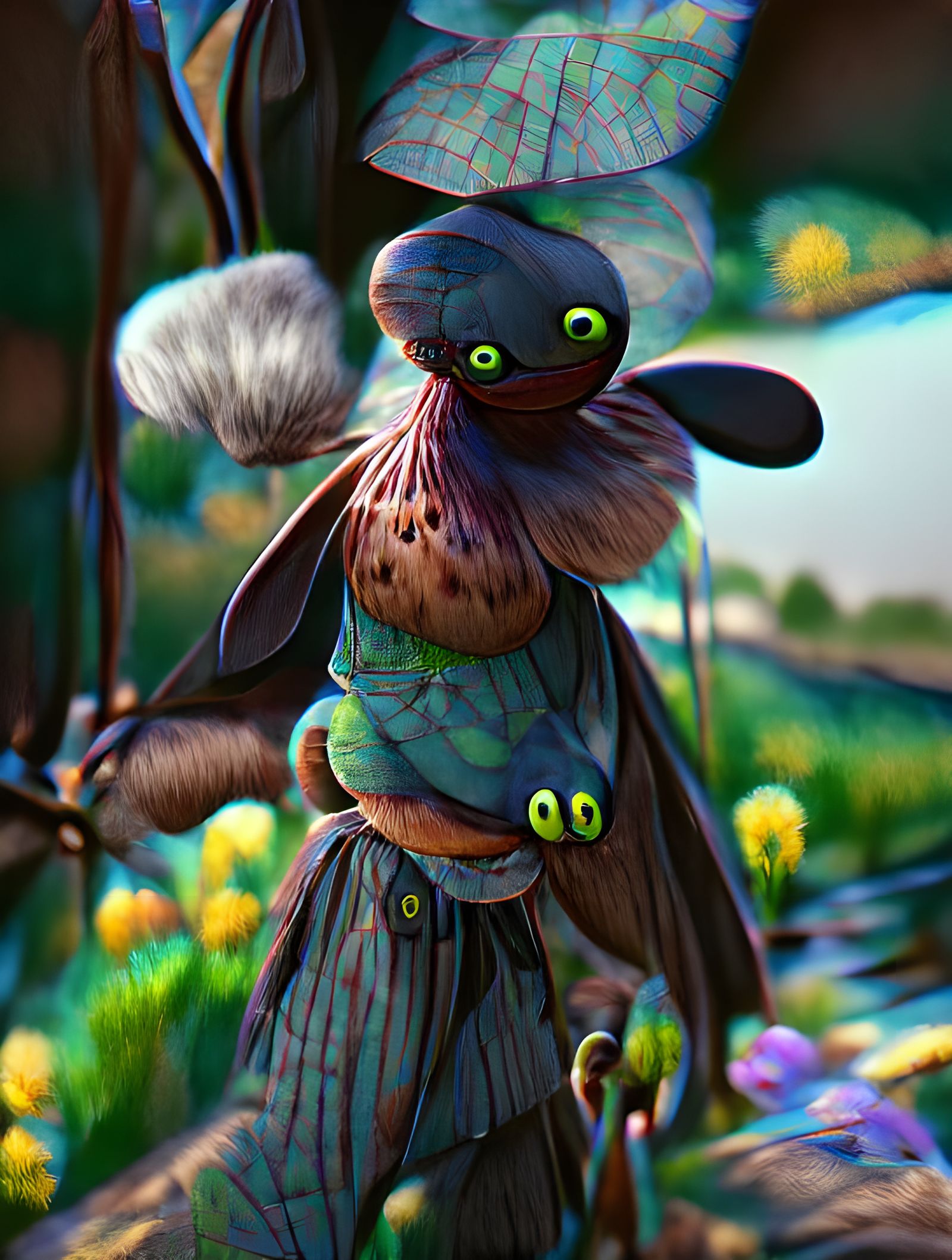 Cute Black Moth Cryptid Creature in Pixar Style