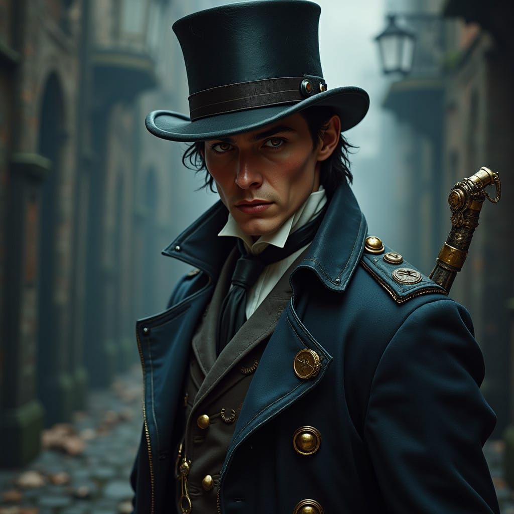 Steampunk Victorian Gentleman in Rich, Complementary Colors