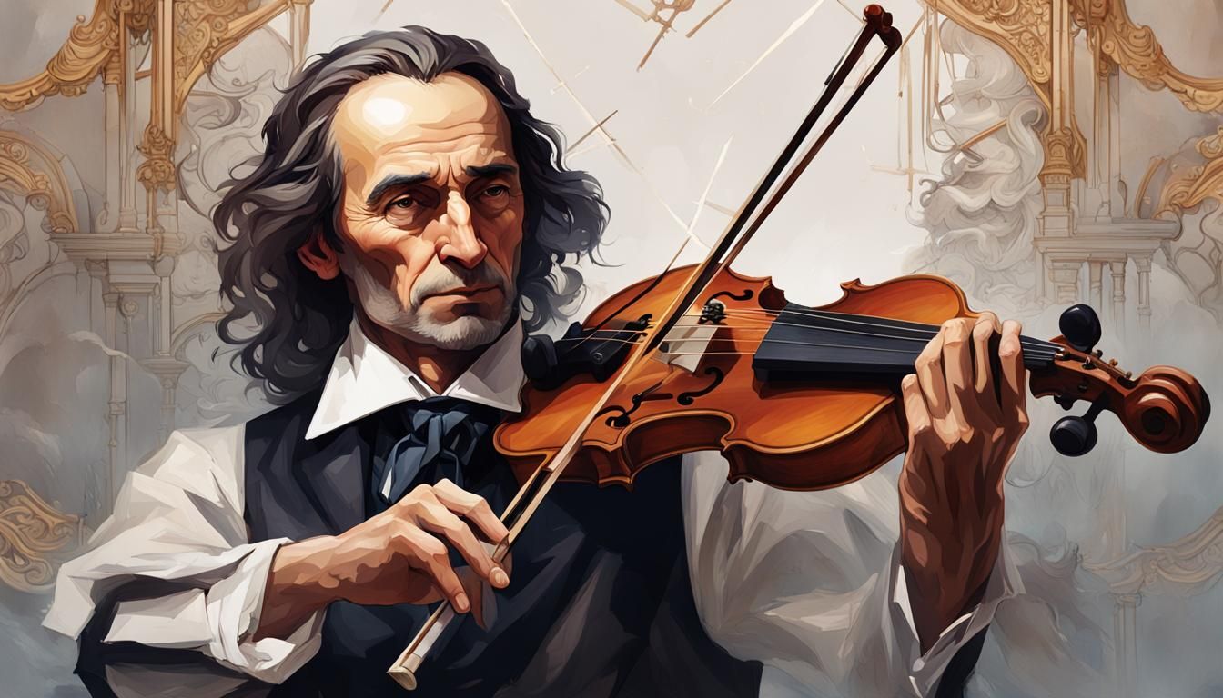 Musician's Adoration: Stradivarius Violin Portrait in Hyperd...