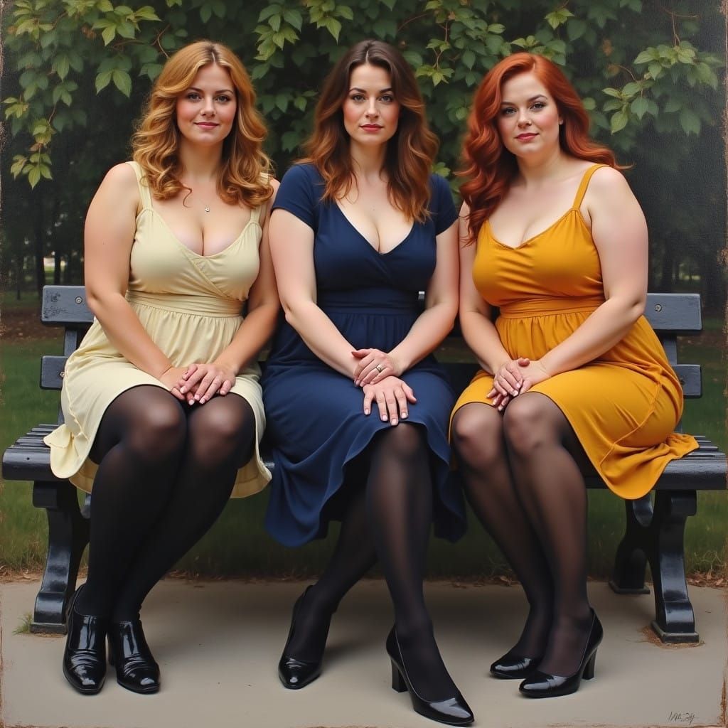 Three Curvy Women in Kopenhagen, Inspired by 19th-Century Re...