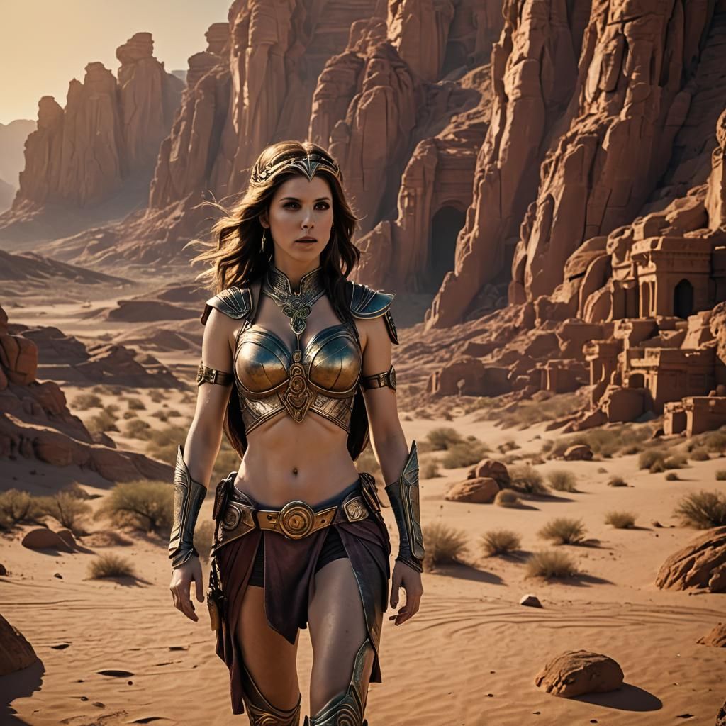 Space Princess on Desert Planet with Metal Bikini