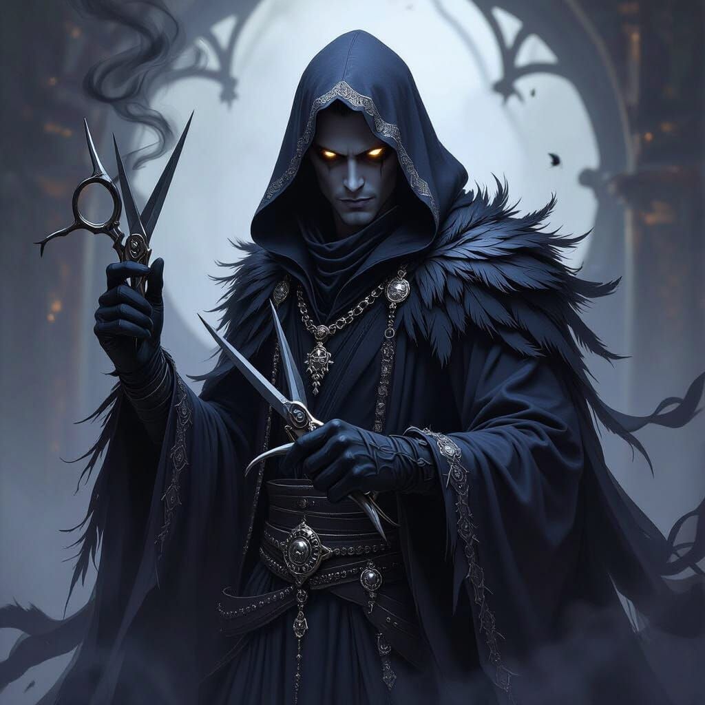 Male Harpy Shadow Sorcerer with Smoke Eyes