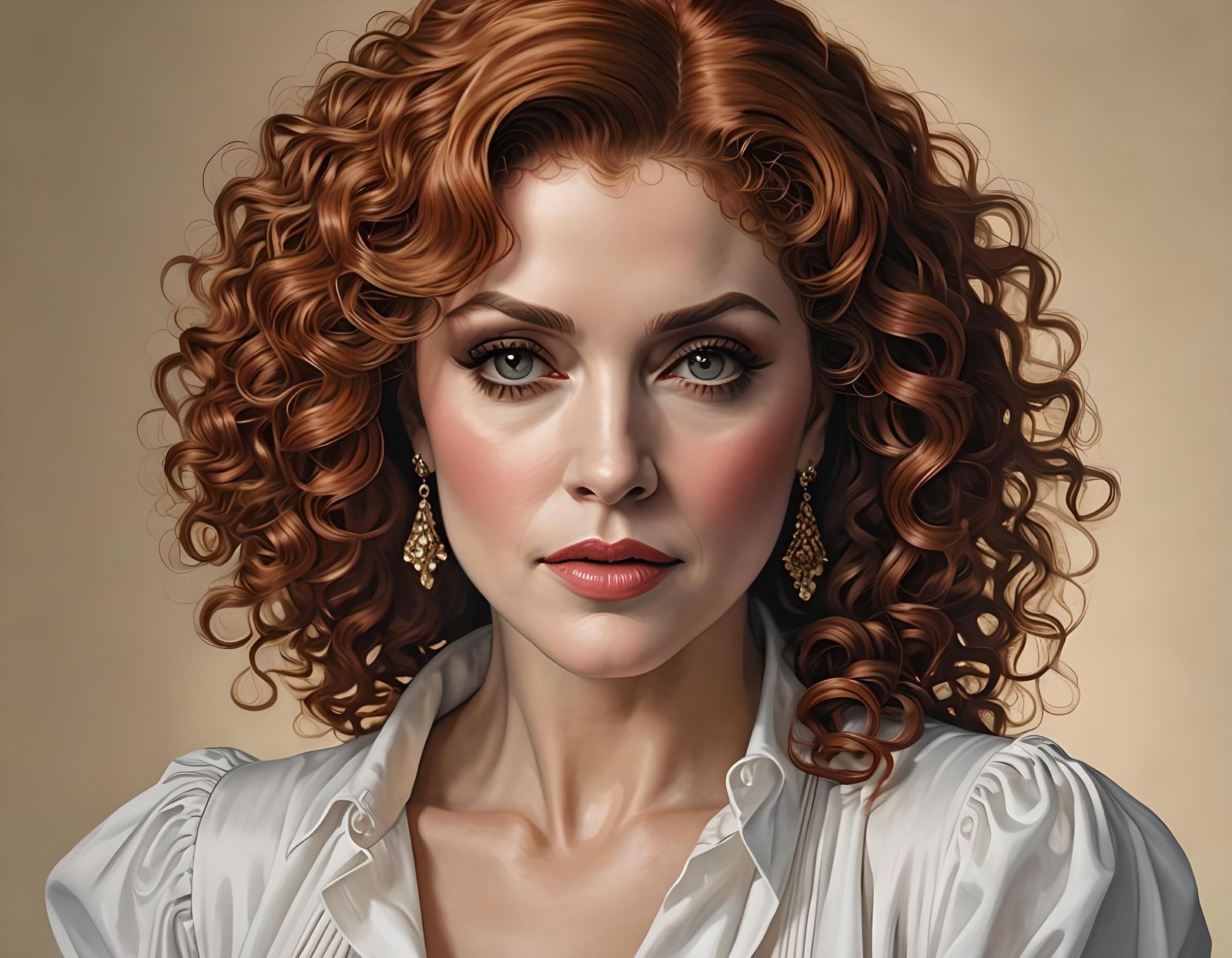 Hyperrealistic Portrait of a Gorgeous Woman in White