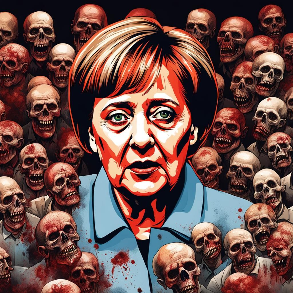 Angela Merkel Reimagined as a Zombie