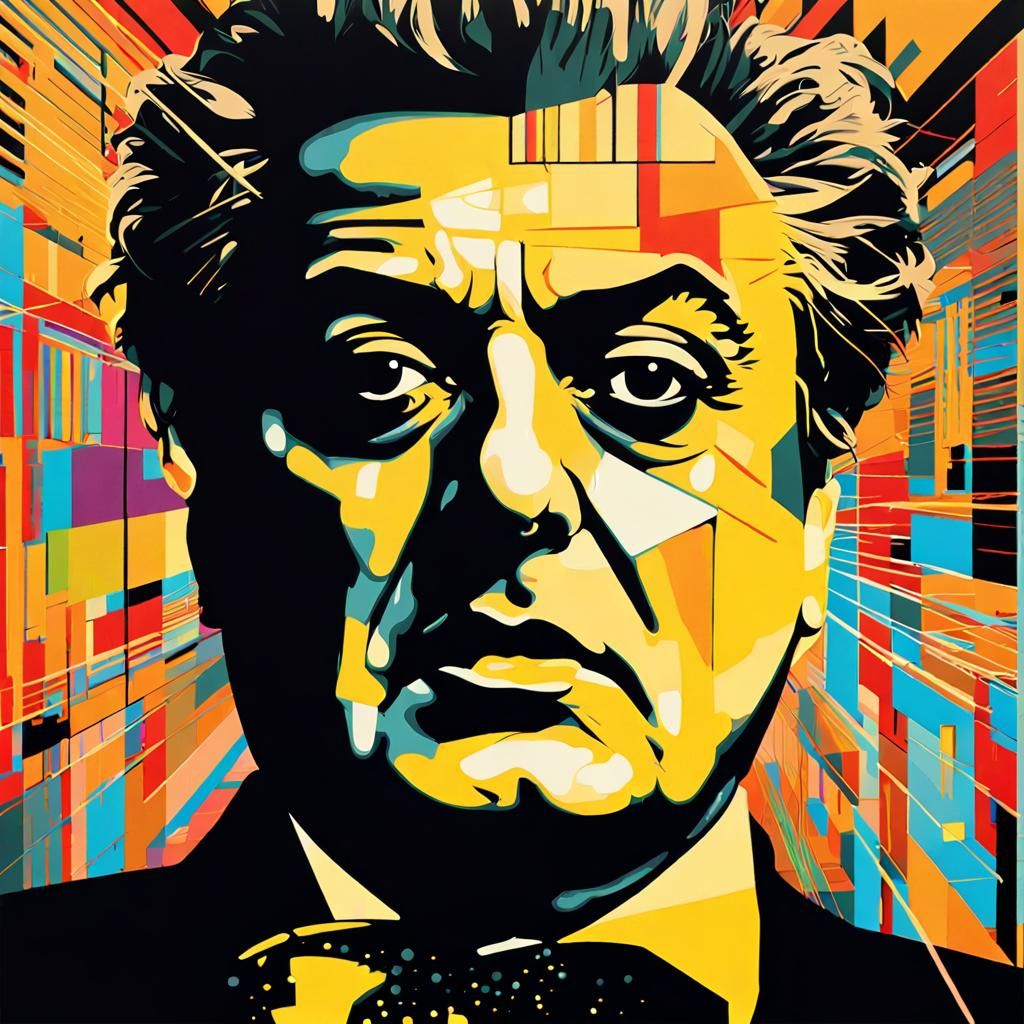 Fellini-esque Screen Print in Triadic Colors