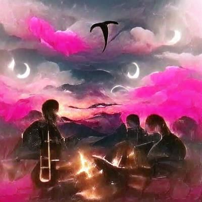 Ethereal Souls Ascending into Pink Sky