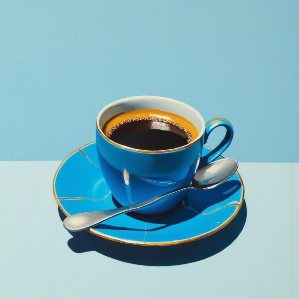 Surreal Still Life in Vibrant Blue with Minimalist Accents