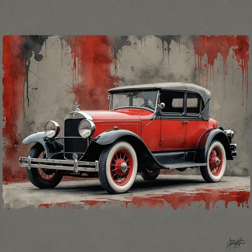 Antique Red Car in Hyperrealistic 3D Rendering