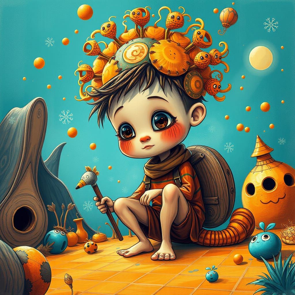 Whimsical Child's Drawing Reimagined with Vibrant Colors