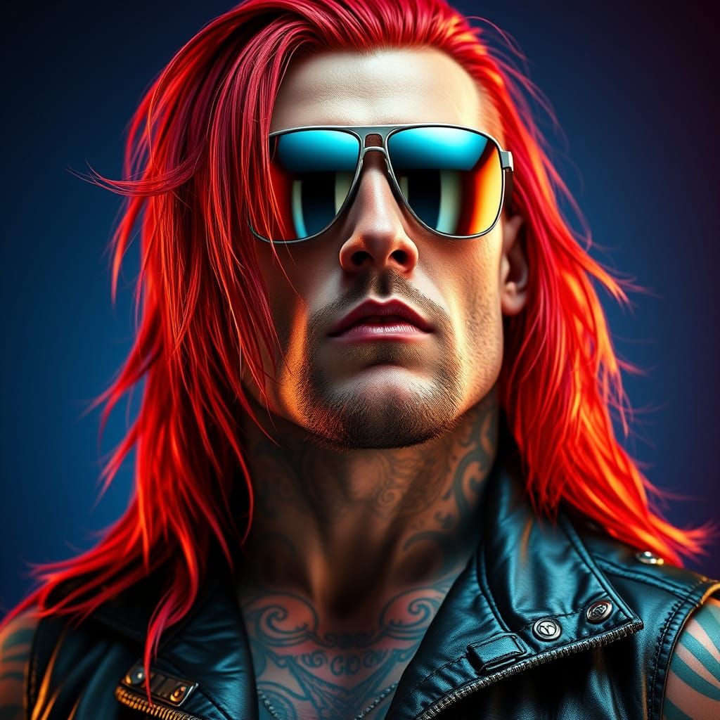 Chiseled Hyperrealistic Wrestler in Edgy Black Leather Outfi...