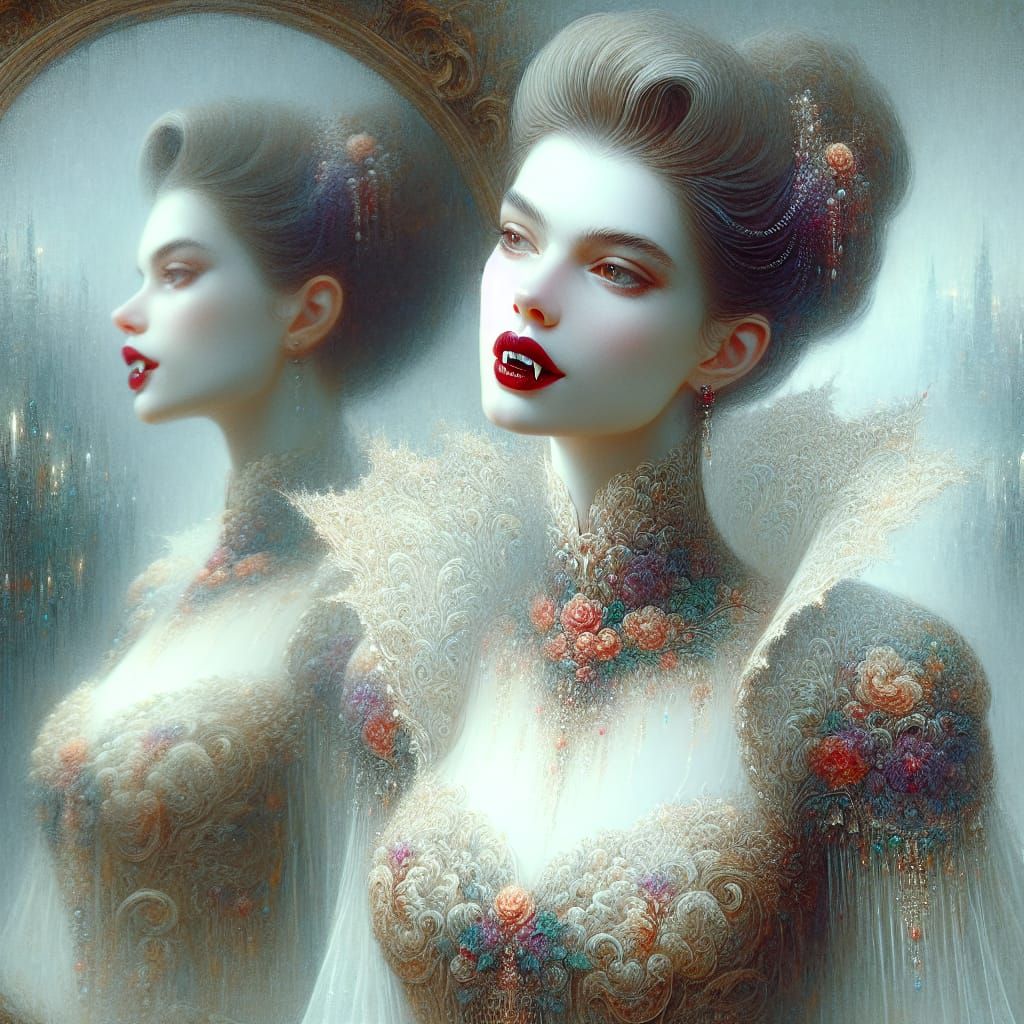 Ethereal Vampire in Neo-Romantic Style, No Reflection