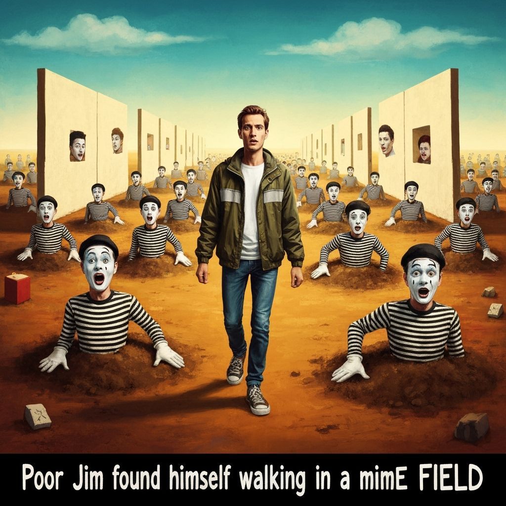 Surreal Mime Field Inspired by Dali and Magritte