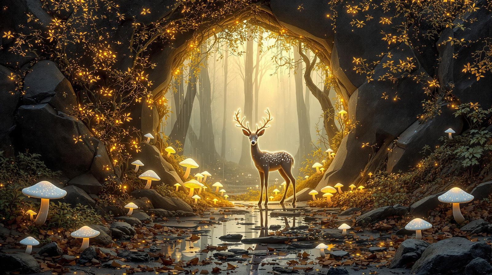 Digital Garden Blooms in Storm-Cleared Pine Forest