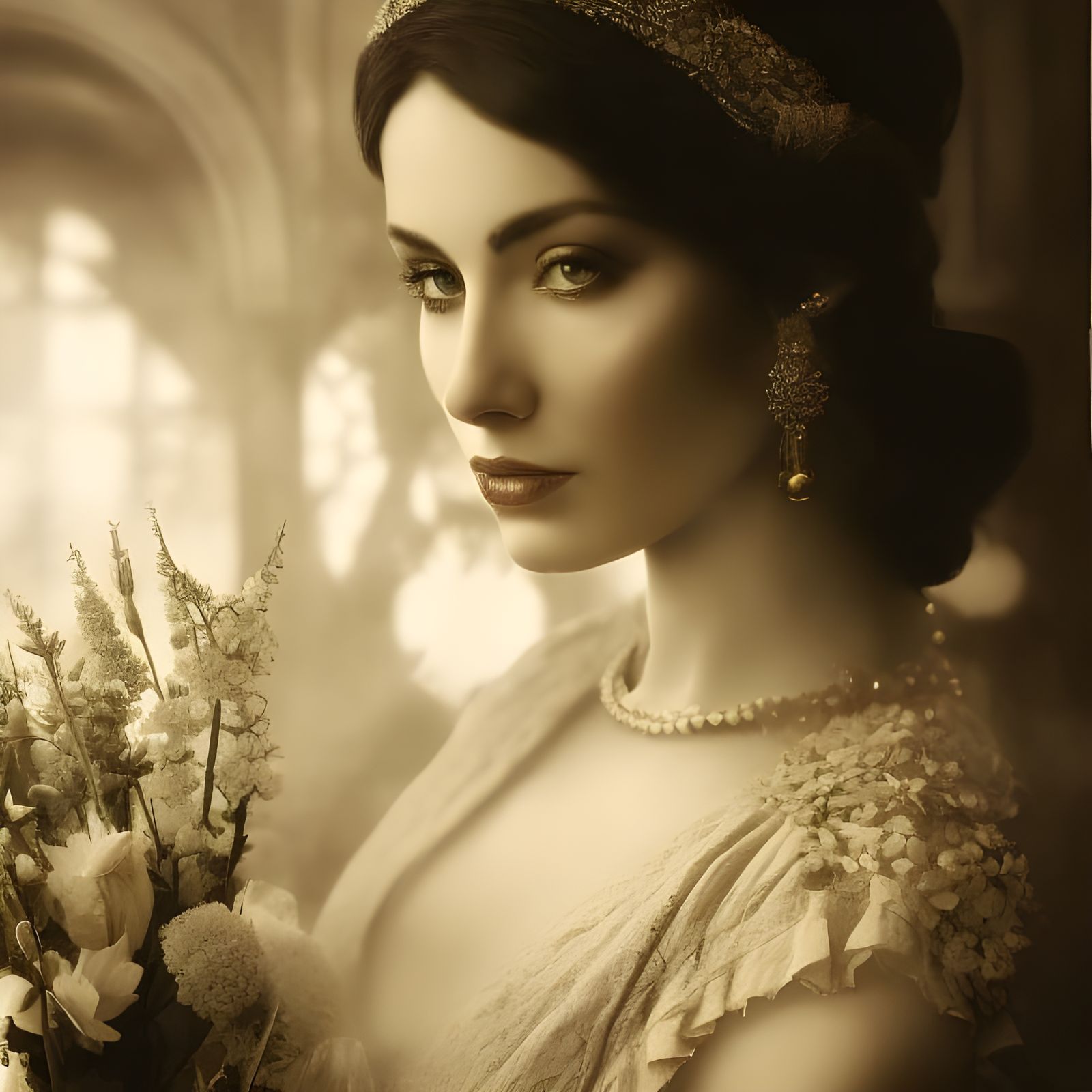 Victorian Lady in Sepia-Toned Nostalgic Photograph