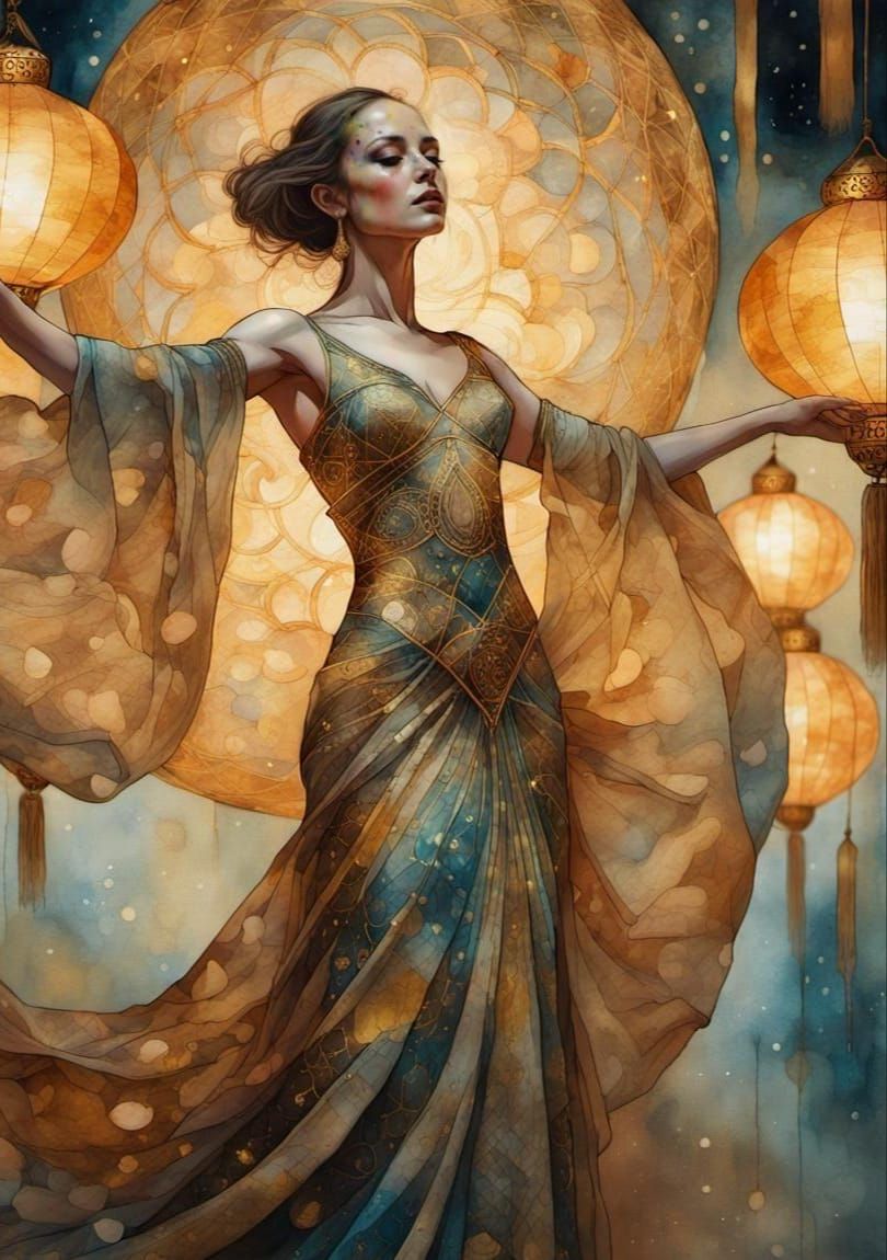 Salome's Dance: An Alcohol Ink Art Masterpiece