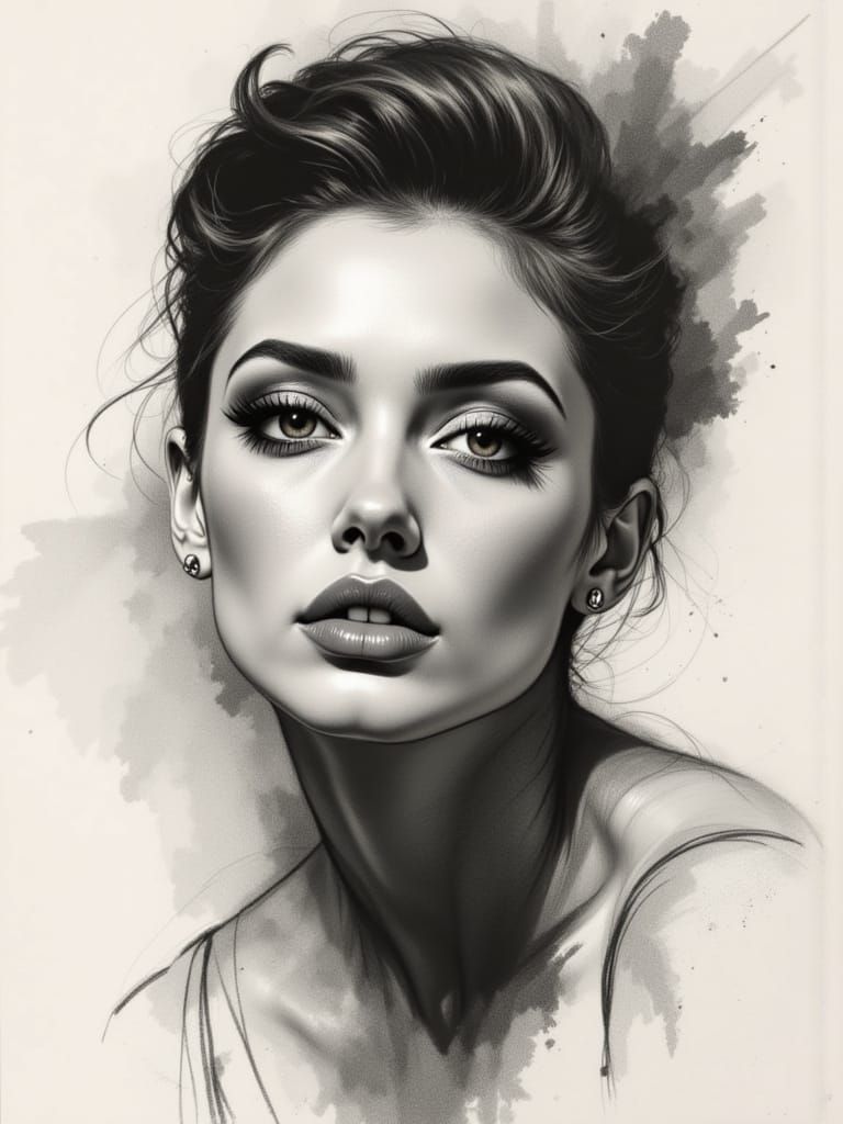 A Daring Woman in Charcoal and Pastel Hues