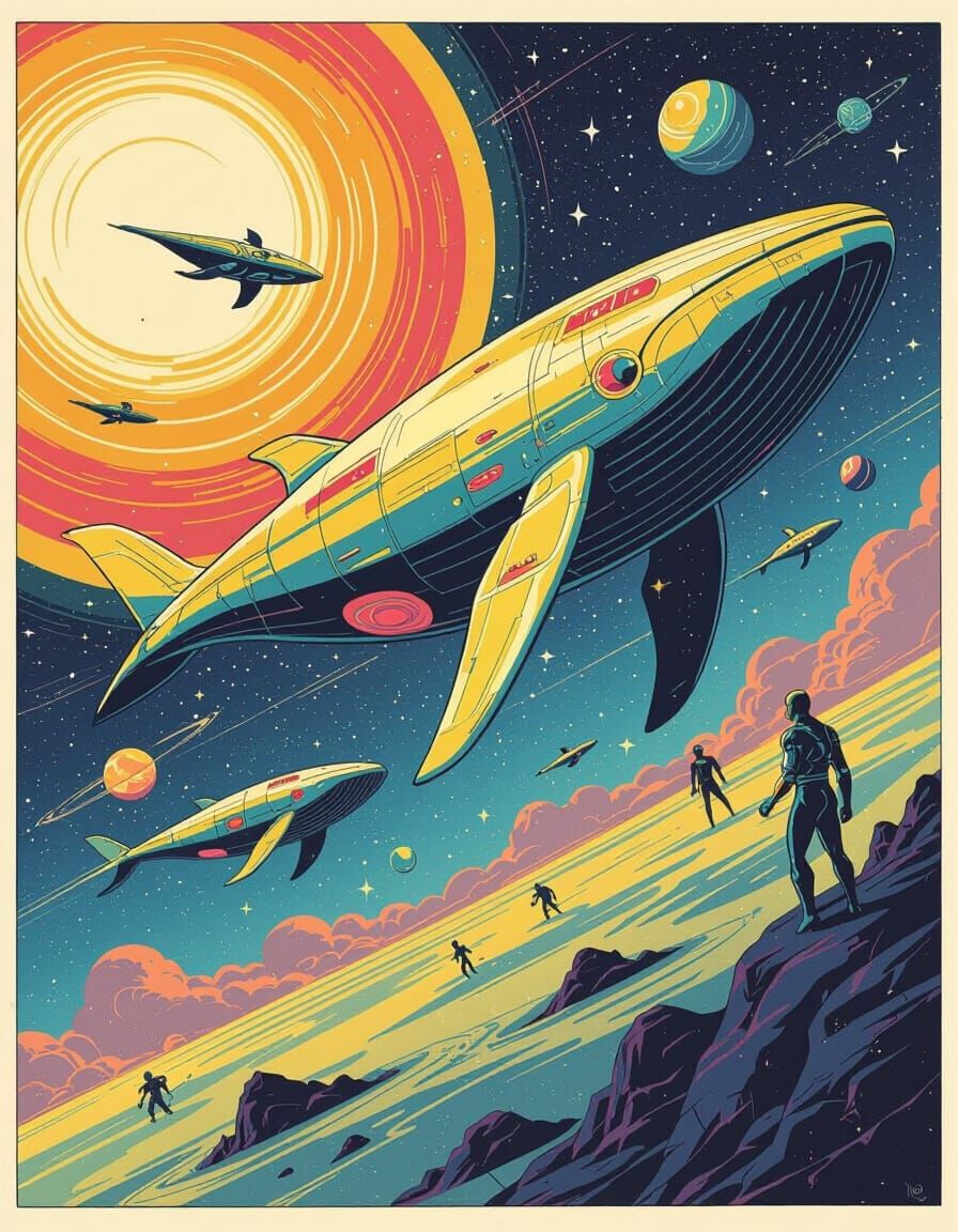 Cosmic Whales Drift Through Distant Worlds